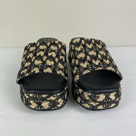 Beach Matisse Womens 8 Sandals Raffia Platform Clog Marble Black NEW Beach Y2K - Picture 3 of 7